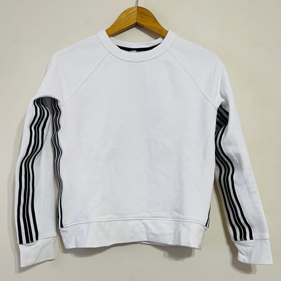 Athleta 24/7 Striped Crewneck Sweatshirt White Black Size XS - Picture 2 of 5